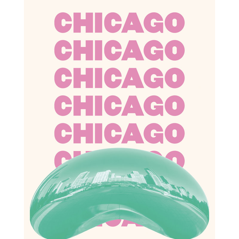 «Chicago Bean» par April Lane Art, Impression encadrée sans passe-partout, H 48 po x l 32 po, Érable