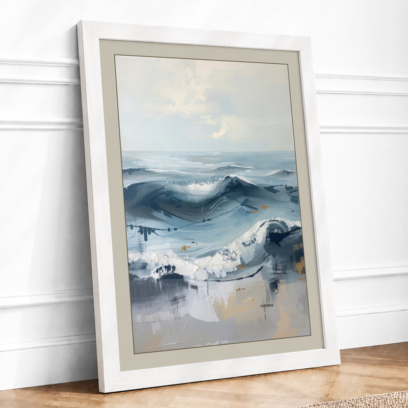 Mountains at Sunrise Scandinavian - Framed Print, A2 - 59.4 x 42.0 cm, White
