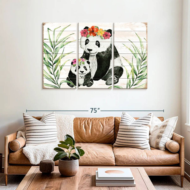 Couronne florale Brampt Pandas, H 36 po x l 57 po
