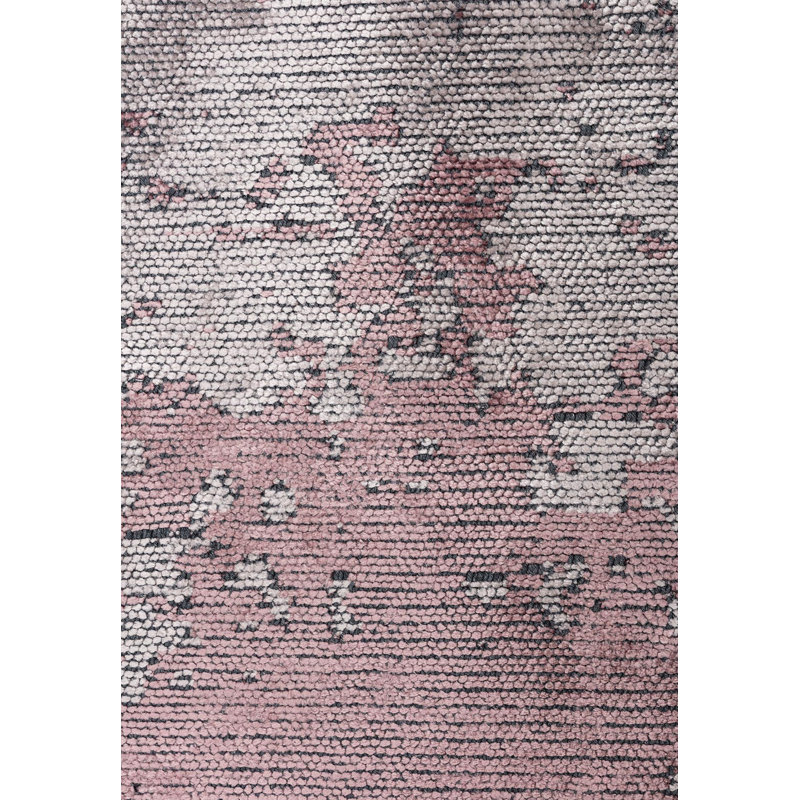 Rapture Abstract Cotton Gray/Purple Area Rug, Rectangle 6'6" x 9'6"