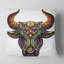 Taureau ornemental - coussin imprimé animal-30887212-30887215