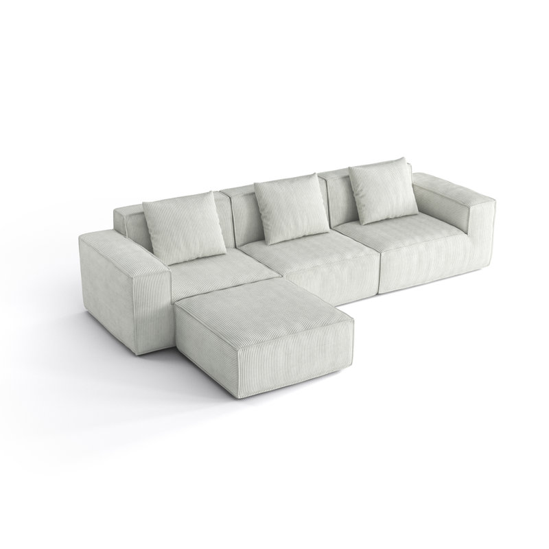 118" NASA-Grade Sectional Sofa with Cloud Couch Design & Zero Assembly, 5-Person Capacity Multi-Functional Seating