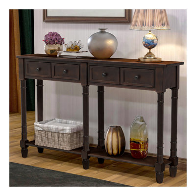 Console à canapé avec deux tiroirs de rangement et une tablette inférieure pour le salon et le vestibule (espresso)