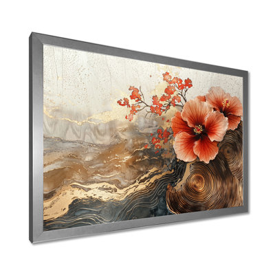 Imray Hibiscus Flowers Field On A Wooden Horizon I - Hibiscus Large, art mural