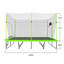 Trampoline rectangulaire 10 pi x 17 pi avec tissu vert, tubes en acier galvanisé thermolaqué noir avec système de panier de basketball