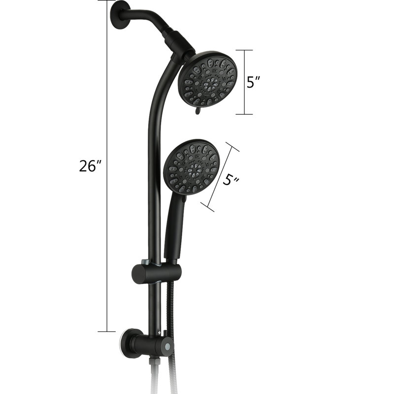 Douche avec barre coulissante en acier inoxydable et 7 réglages de jet