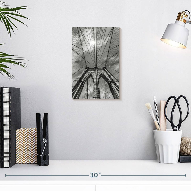 Lilie Brooklyn Bridge Structure Sky View, 12" H x 8" W