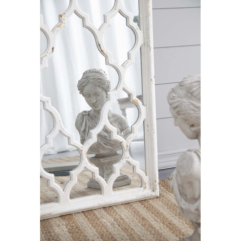 Full Body Floor Mirror With Distressed Wooden Frame Complements Various Styles And Offers Full-Length View