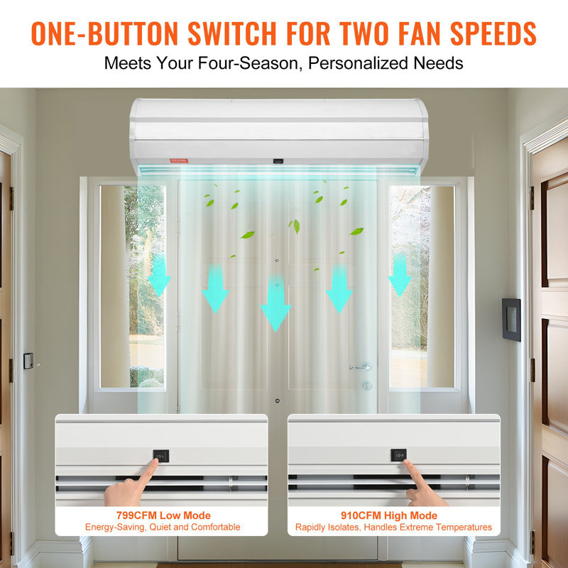 Rideau d'air commercial 36 "Super Power 2 Vitesses 900CFM, rideaux d'air mural pour portes, ventilateur de porte d'intérieur avec interrupteur de fin de course robuste, installation facile 110V non chauffée