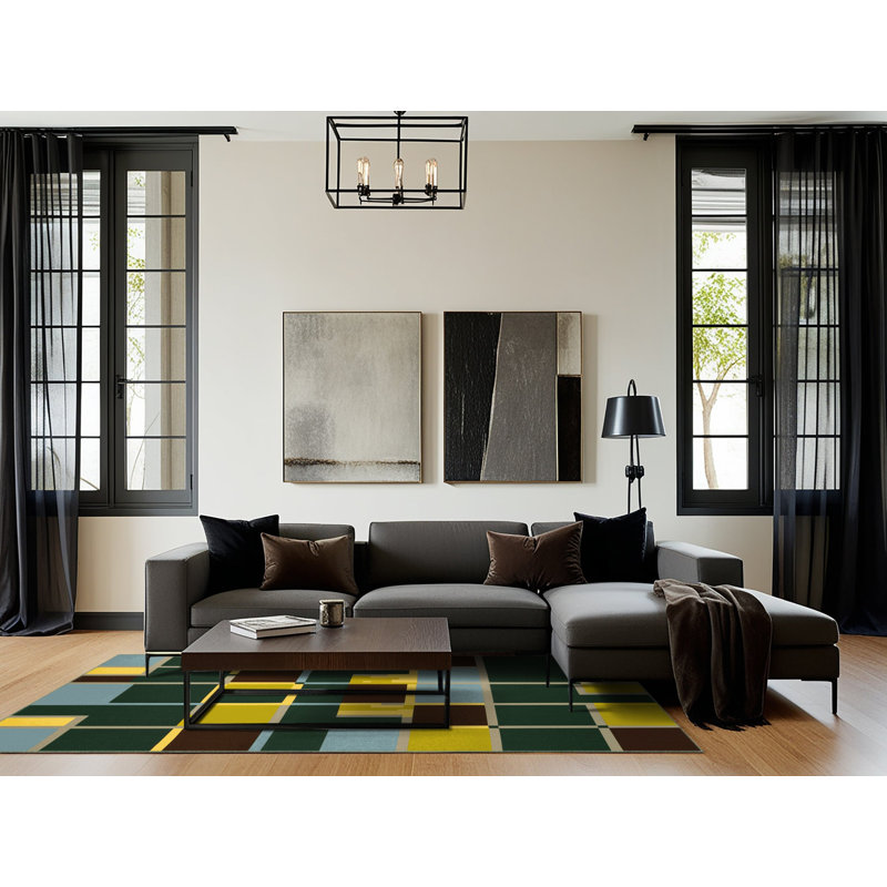 Gridded Growth Rug, Rectangle 3' x 5'