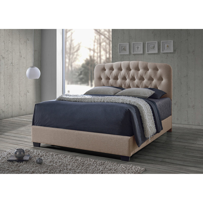 Lit tapissier standard Ganeshi, Gris, Grand