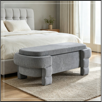 Banc rembourré avec rangement rabattable et pieds robustes