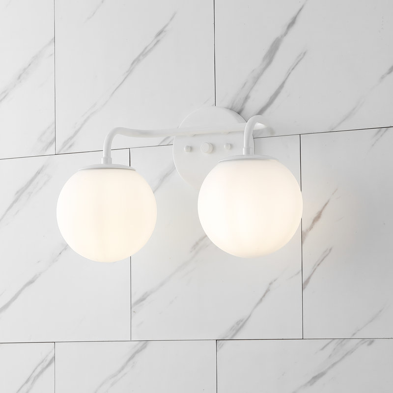 Meuble-lavabo contemporain 2 lumières Louis, Deux lumières, Blanc