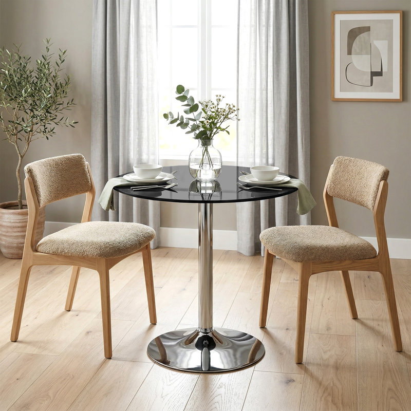 HOMCOM Round Bar Table with Steel Frame for 4, 75.5cm H x 70cm L x 70cm W