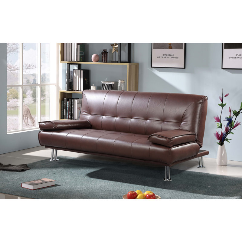 Bendiks 3 Seater Faux Leather Sleeper, Brown