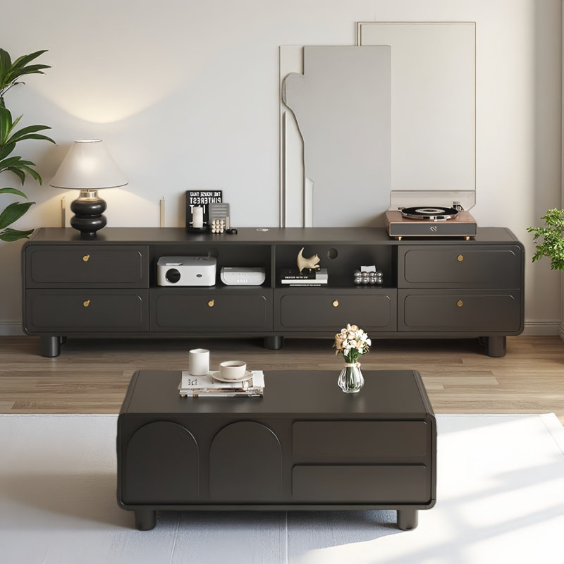 Meuble télé noir de style minimaliste français