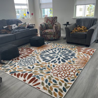 Weyland Floral Power Loom Blue/Orange Indoor/Outdoor Patio Rug World Menagerie Rug Size: Rectangle 12' x 15