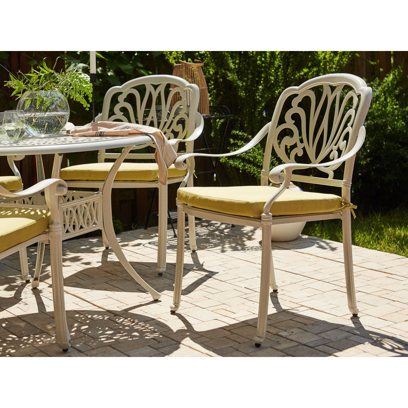 Helland Patio Dining Side Chair with Cushion, White