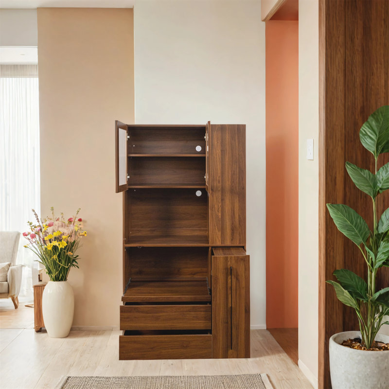 Armoire de cuisine avec tablettes de rangement coulissantes multi-fonctionnelles