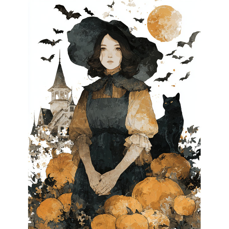 «Autumn Twilight Witch», art mural sur toile tendue, H 24 po x l 16 po