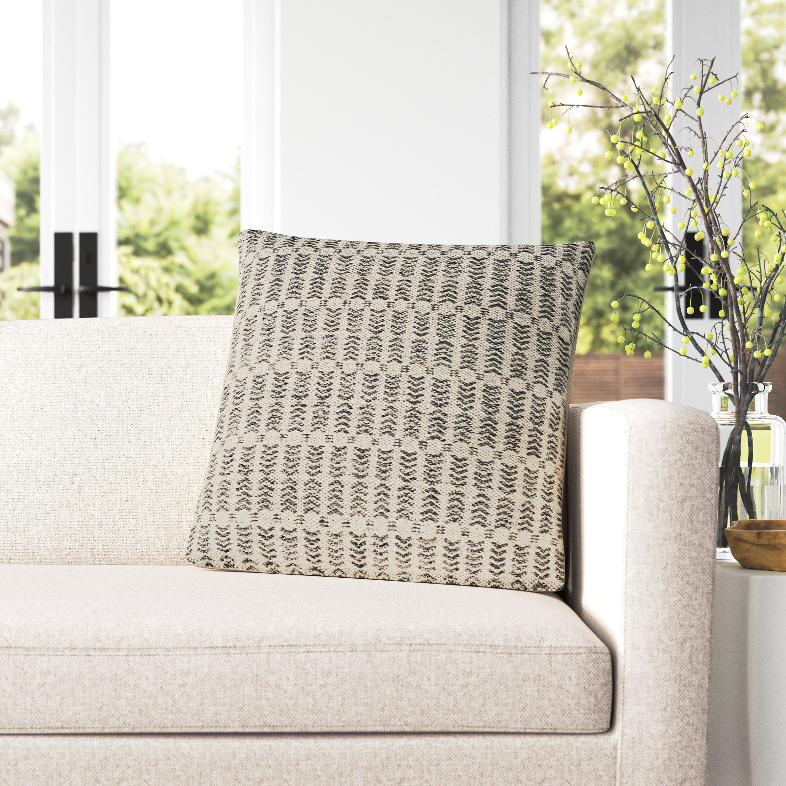 Hemlen Geometric Cotton Throw Pillow, Down