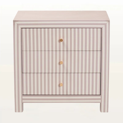 Sasa 3-Drawer Faux Leather Storage Cabinet with Gold Knobs End Table