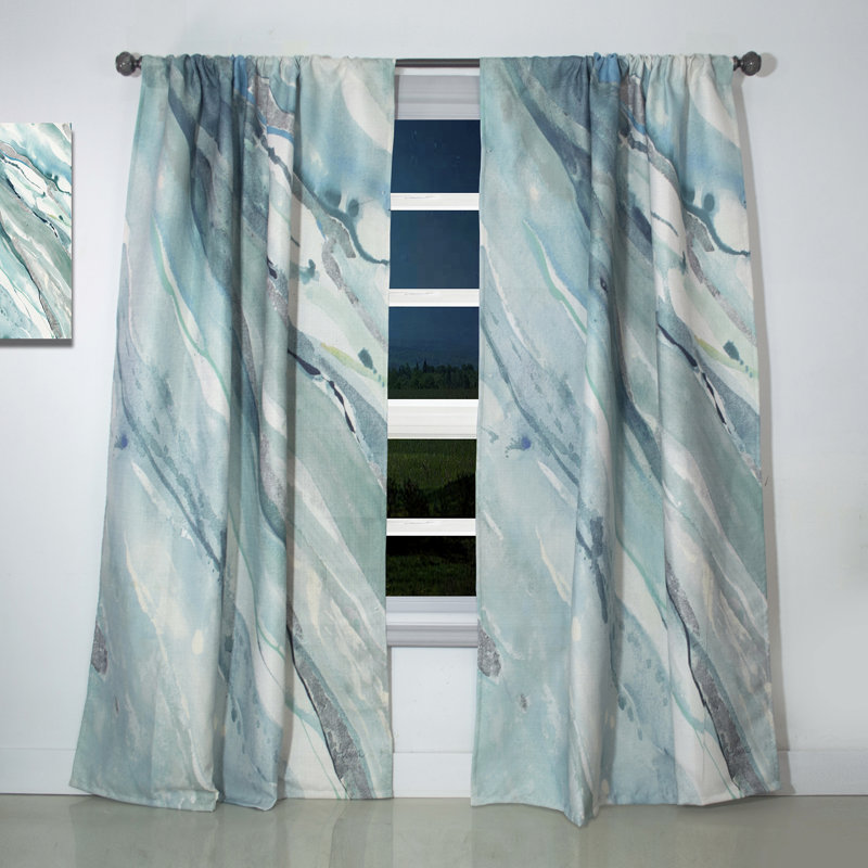 Silver Springs II Blue Green - Nautical Velvet Curtain - Room darkening - 1 panel, 52"W x 95"L