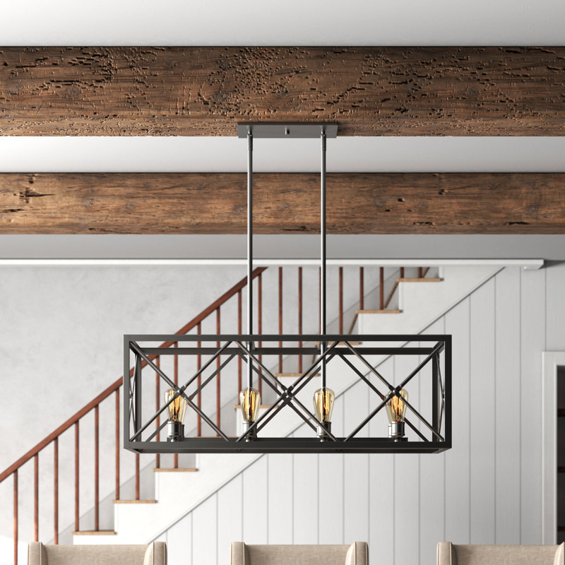 Luminaire suspendu rectangulaire à 8 lumières pour îlot de cuisine Maly