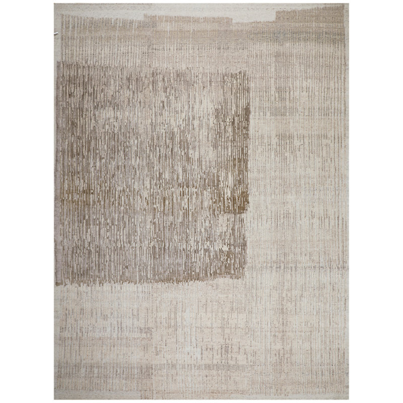 Hand Knotted Area Rug in Ivory And Natural