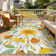  Frankin Washable Orange Floral Outdoor Rug, Non Slip Quick-Dry Mesh Rug for Outside