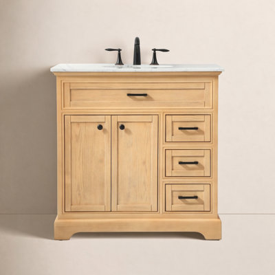 Hermes 36'' Single Bathroom Vanity with Marble Top