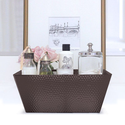 Plateau de meuble-lavabo rectangulaire en aluminium martelé, plateau de rangement décoratif en bronze huilé pour réservoir de toilette, comptoir, commode de chambre à coucher et entrée