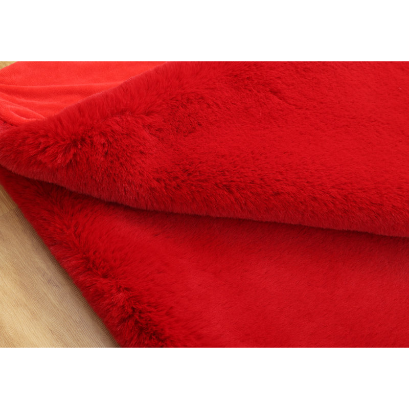 Jeté en fausse fourrure Cozy, Rouge