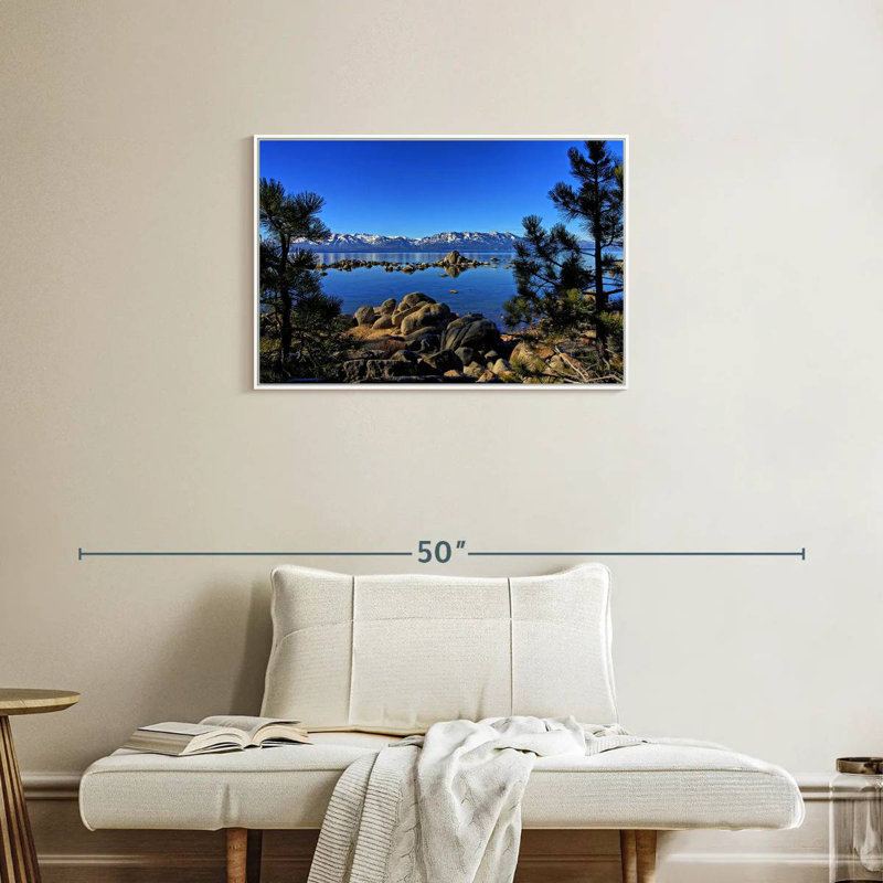 Lac Tahoe depuis l'anse Zephyr, Cadre flottant blanc, 31 po x 21 po