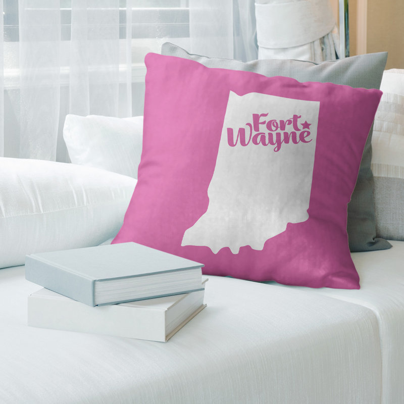 Coussin décoratif, Fort Wayne, 14 po x 14 po, Rose