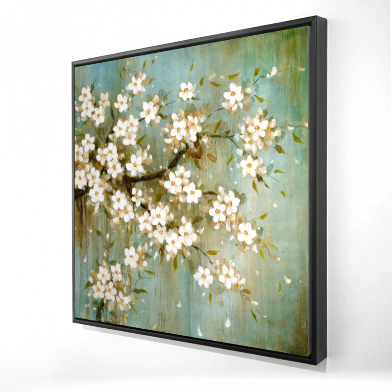 White Cherry Blossom | Office White Framed Canvas Decor