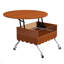 Table basse ronde à plateau relevable avec roues, structure en métal et éclairage multicolore de 27,6 po