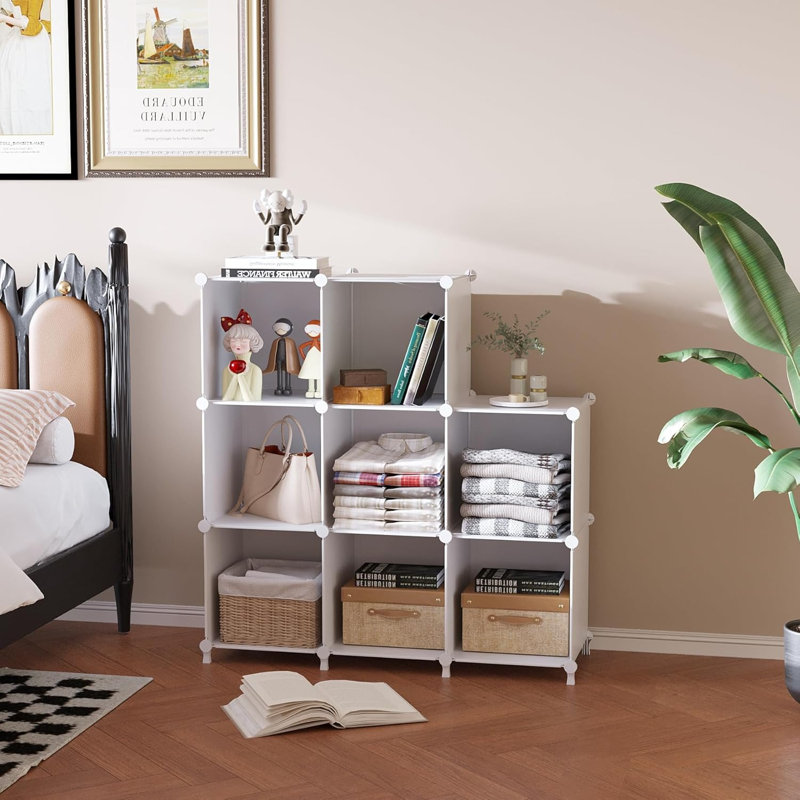 Rangement pour 8 cubes, étagère de rangement pour garde-robe, étagère à bibliothèque, tablettes de rangement empilables pour placard, chambre à coucher, maison, bureau, blanc