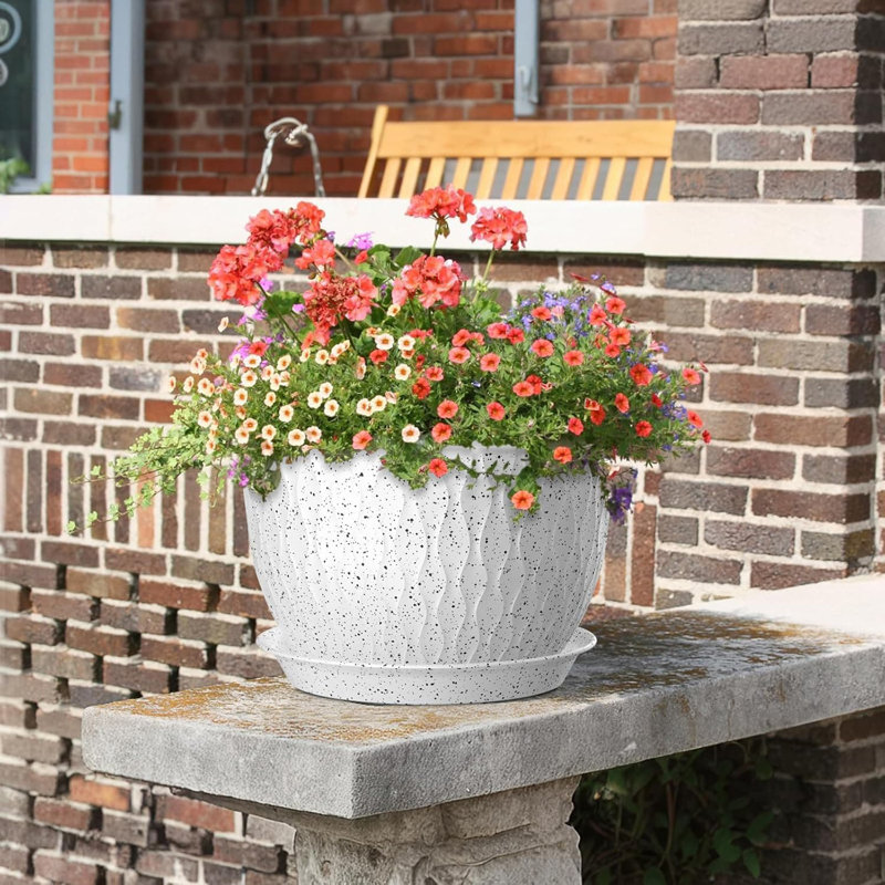 Pot Planter, Speckled White