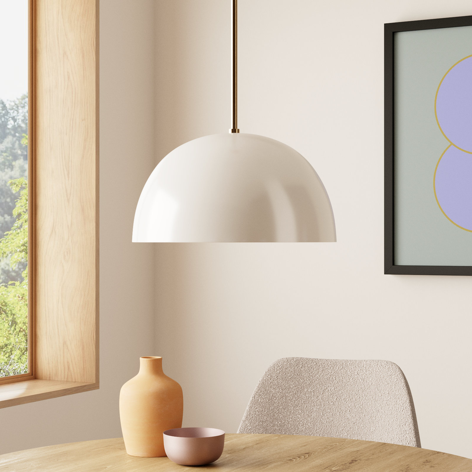 Leona 1 - Light Single Dome Pendant, Blush