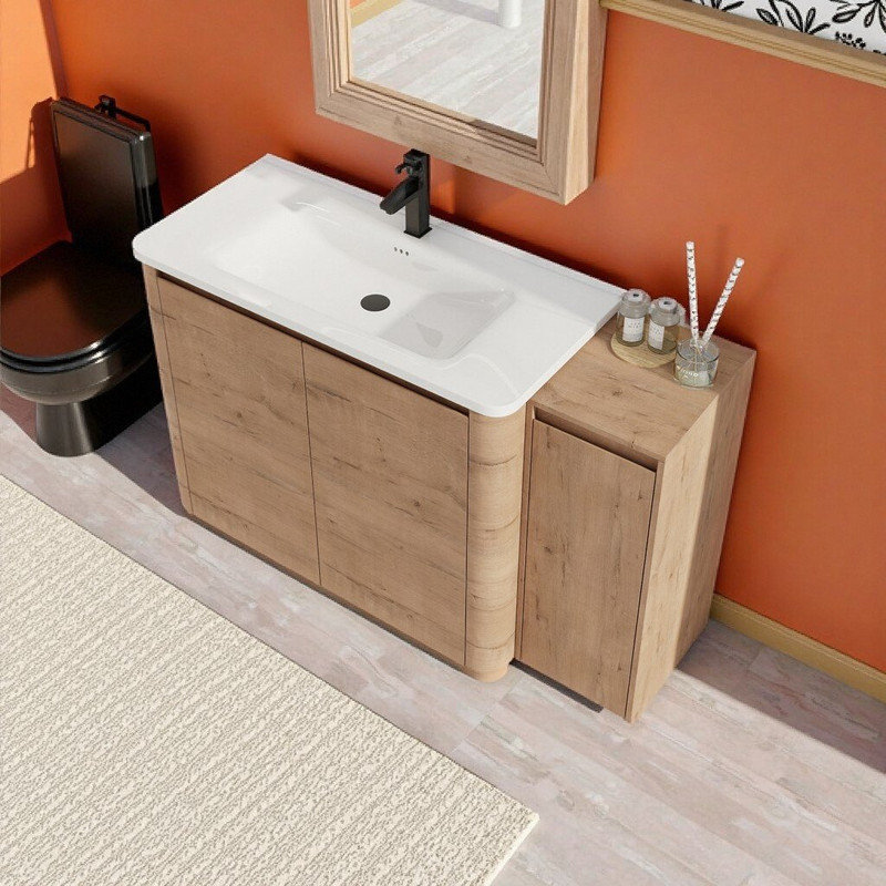 Meuble-lavabo autoportant de 52 po avec lavabo en céramique et portes à fermeture en douceur, 52"
