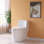Toilette allongée une pièce à double chasse 1,28GPF Greta (siège inclus)