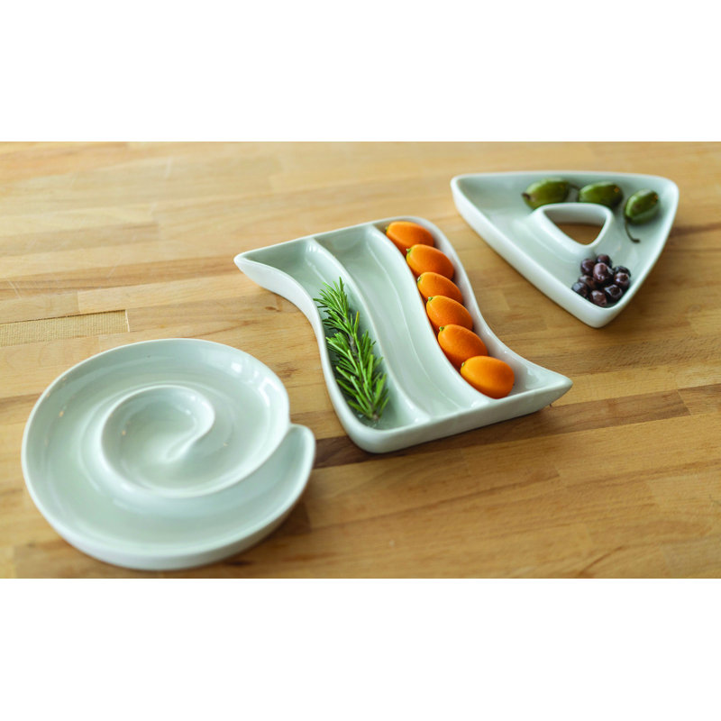 White Ceramic Wavy 3-Ounce Serving Dish