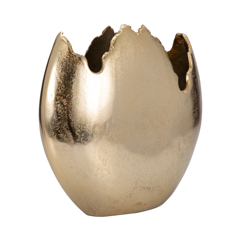 Ivy Bronx Aluminum Champagne Vase: 12-Inch Raw Edge Round Elegance, Transform Your Space With This Unique Decor Piece