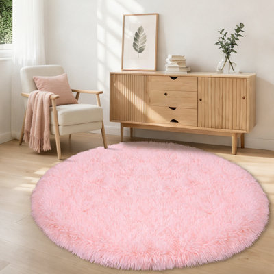 Tapis doux moelleux lavable à poils longs rose, tapis moelleux et pelucheux pour le salon, la chambre de bébé et la salle de jeux
