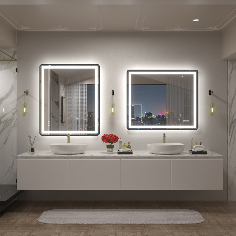 Aevar UL Certified Front & Back LED Anti-Fog Tempered Glass Bathroom/Vanity Mirror with 3-Year Warranty, 36" x 30"