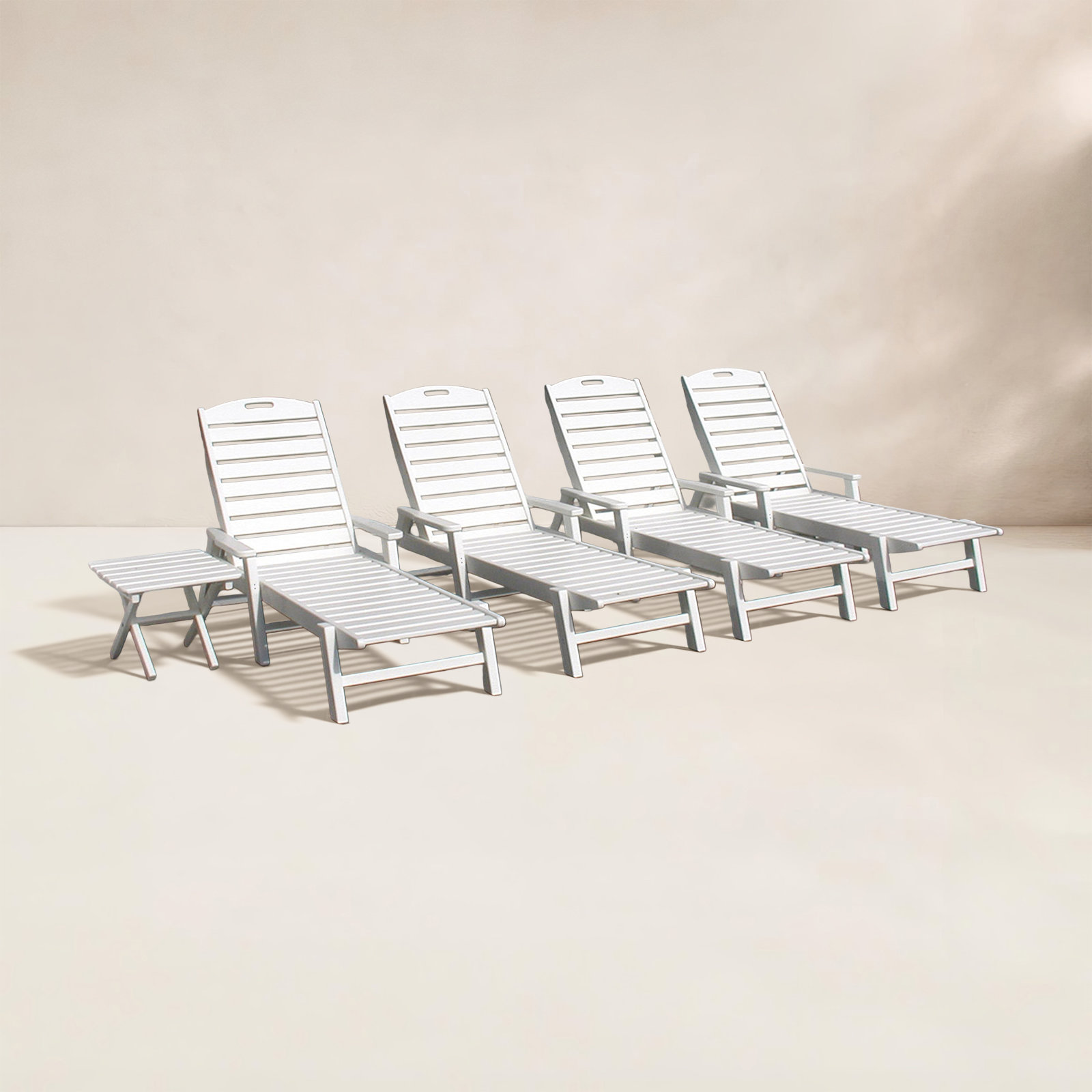POLYWOOD® Nautical 27" Patio Chaise Lounge, White