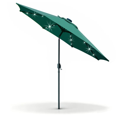 Balkar 9 ft Solar LED Lighted Patio Umbrella with Tilt and Crank