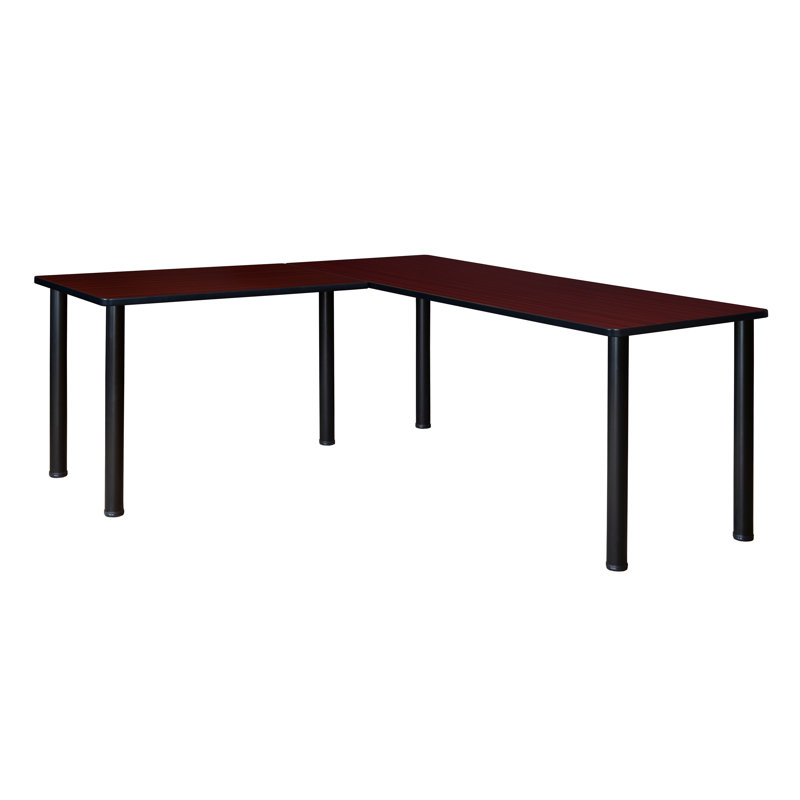 Plateau de bureau en L Kee, Acajou / Noir, H 29 po x l 66 po x P 66 po