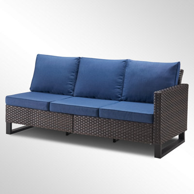 Ingvald 71.45" Wide Outdoor Wicker/Rattan U-Shaped Patio Sectional With Cushions by Latitude Run